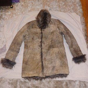 Leather Fur Shearling Jacket Coat Men's XL Large NEW wo TAGS